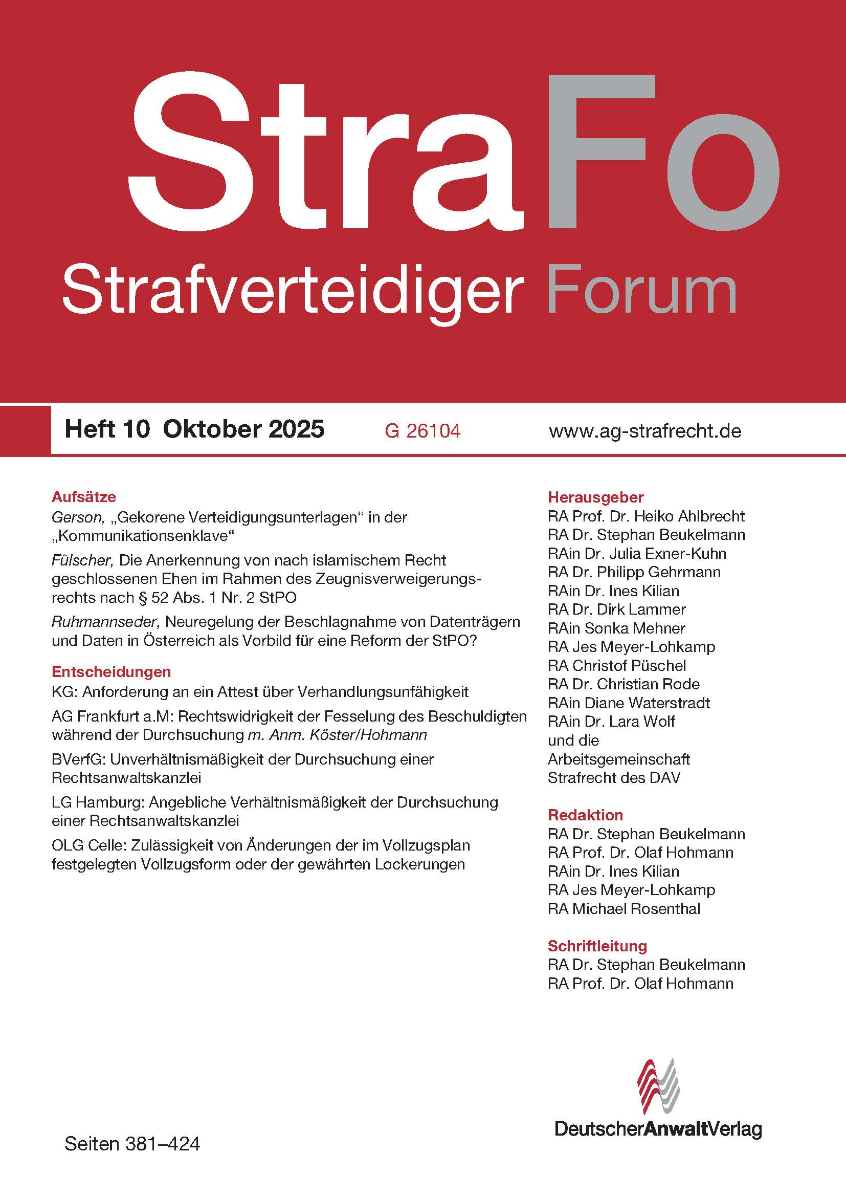 StraFo - StrafverteidigerForum